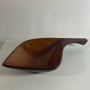 Vintage MCM Pantalcraft Mahogany Handmade In Haiti Handled Wooden Bowl